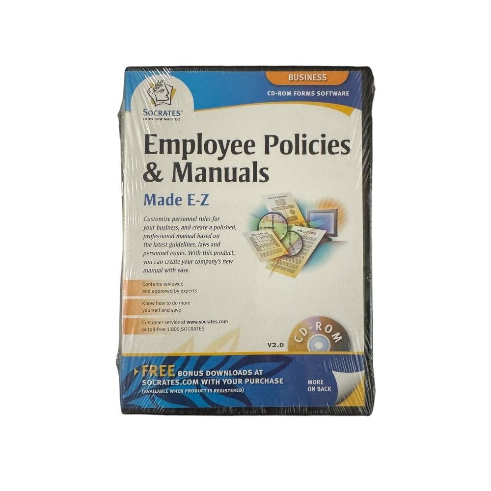 Socrates Business Software Employee Policies & Manuals Made E-Z New Sealed